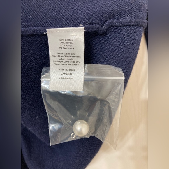 Talbots Cashmere Blend Navy Striped V Neck Cardigan Tennis Sweater Large Varsity - Picture 5 of 7